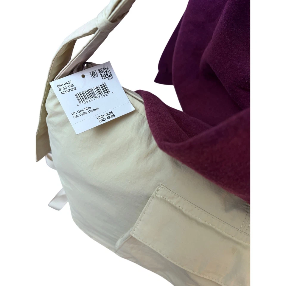 New! American Eagle Large Slouchy Crossbody Tote Creamy Pale Banana Yellow BOWS! - Image 3 of 4