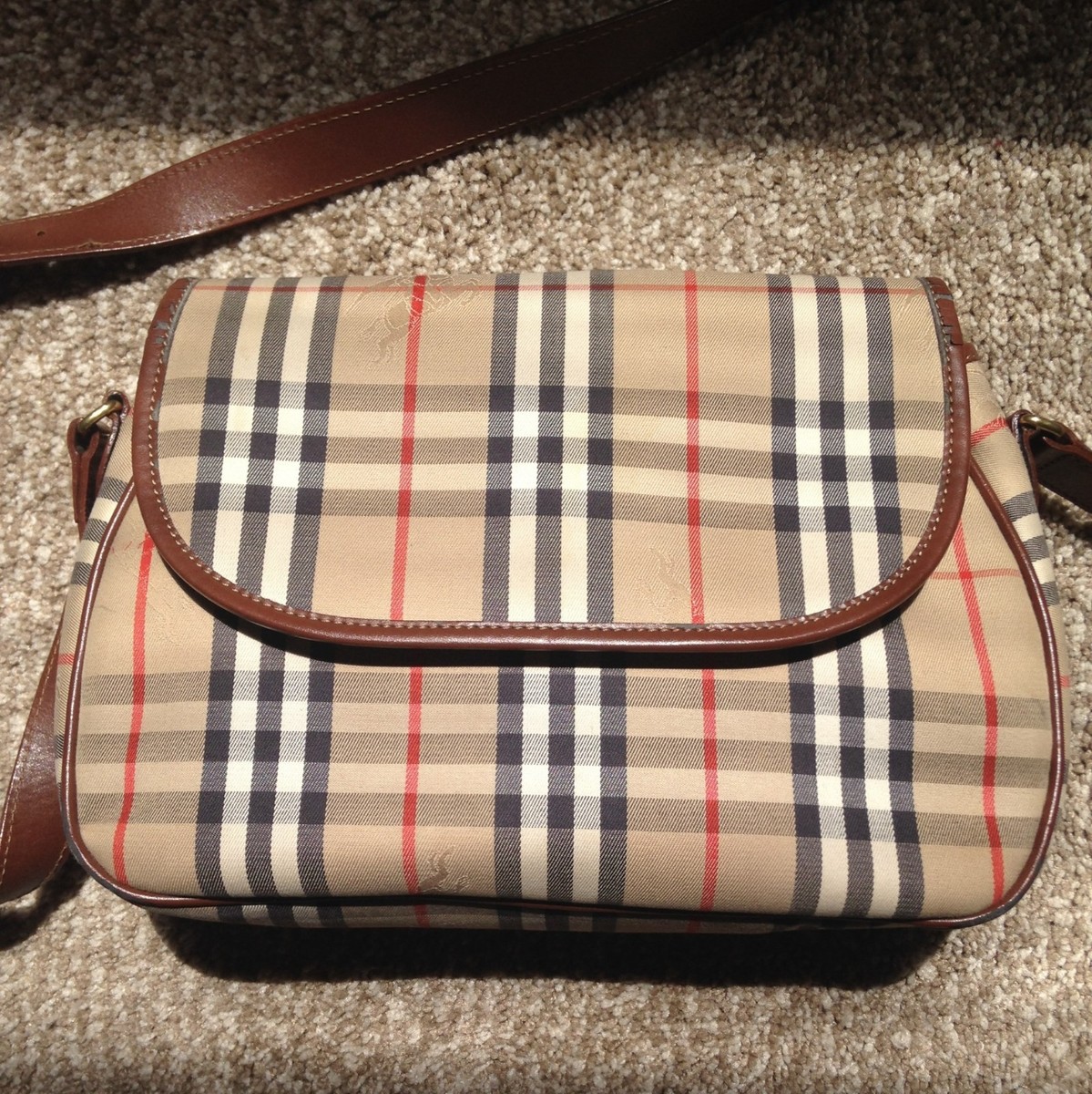 Burberry Nova Check Canvas Shoulder Crossbody Bag Vintage