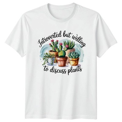 Introvertiert aber bereit zu diskutieren Damen T-Shirt Zimmerpflanzen Gartenarbeit