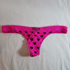 Victoria's Secret PINK YOGA Extra Low Rise Thong Medium Stretch Heart VTG NWT