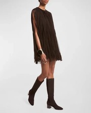 Michael Kors Collection Leather Fringe Shift Dress  Size:6 $5150 NWT