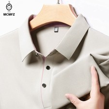 New Men's Business Casual Long Sleeved Shirt Solid Color Polo Shirt Fashionable