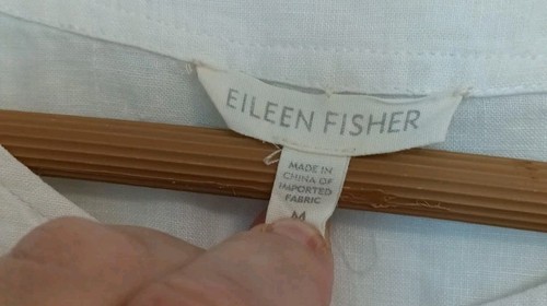 Eileen Fisher Túnica Camisa Top Lino Irlandés Blanco Largo SLVS 1/2 Botones M COSTAL - Imagen 9 de 11