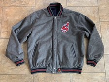 Vtg Cleveland Indians JH Design 3XL Wool Blend Reversible Leather Chief Wahoo
