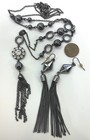 Lia Sophia Gunmetal Tone Rhinestones Tassel Pendant Necklace & Drop Earrings 56g — photo 2