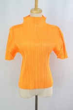 PLEATS PLEASE Orange High Neck Short Sleeve Top 104 9916