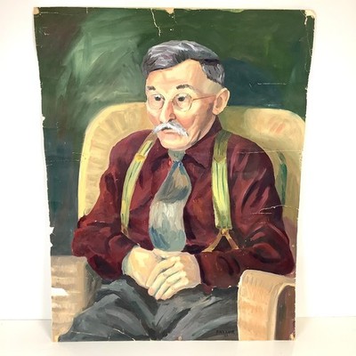 1952 Original Oil Portrait Sitter  Bud  French Student Signed Faylor Univ Idaho