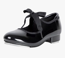 Leather/Patent Tap Shoe for Girls and Boys Toddler/Little Kid/Big Kid-Black-12 M