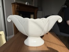 Arthur Wood White 'Upton' Vintage Pottery Mantel Vase Art Deco - PAIR