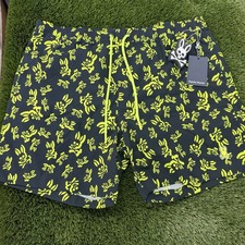New With Tags Psycho Bunny Groves All Over Print Men  s XL Swim Trunks Swim Suit