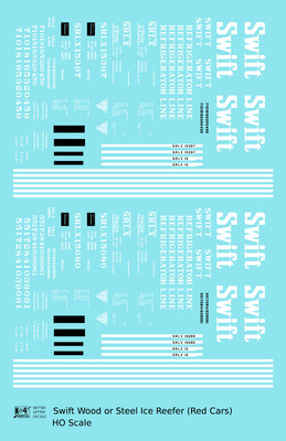 K4 HO Scale Decals Swift Refrigerator Line Steel Reefer White For Red Car