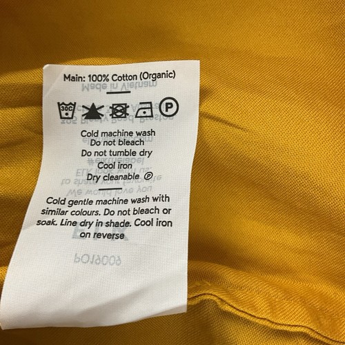 Elk Blouse Top Womens 16 Yellow Organic Peplum Ruffle Hem Short Sleeve V-Neck - Picture 7 of 9