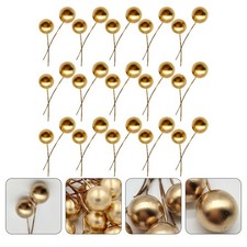 200pcs Christmas Golden Berry Picks Artificial Holly Berries for Wreath