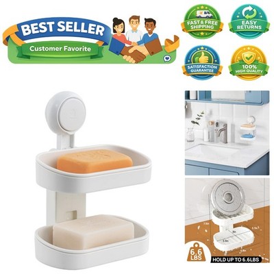 Soap Dish Holder for Shower Double Layer Suction Cup Wall Mounted NO-Drilling...