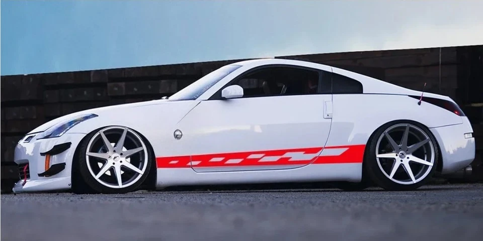 2 PIEZAS pegatinas laterales de puerta de coche para Nissan 350Z 370Z calcomanías deportivas a rayas Foto 2 de 4