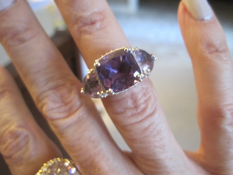 JUDITH RIPKA AMETHYST STERLING DIAMONIQUE RING