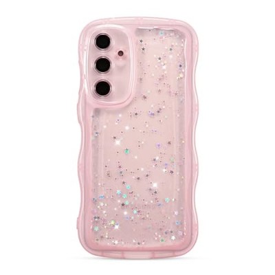 Samsung Galaxy A17 5G 6.7'' Cute Curly Wave Star Glitter Soft TPU Case - Pink