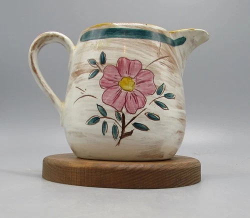 Stangl Garden Flower Pitcher/Jug Beige Wash Background  5 in tall Trenton 3434L