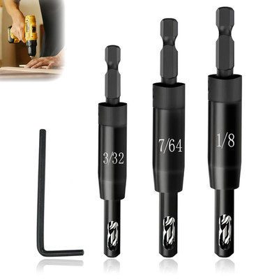 2025 Upgraded Self Centering Drill Bit Set VIX Bits, CC2430 3/32'' 7/64'' 1/8'' Cen