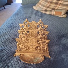 VINTAGE Ornate Solid BRASS Letter Rack Document Holder Organiser Napkin Holder 