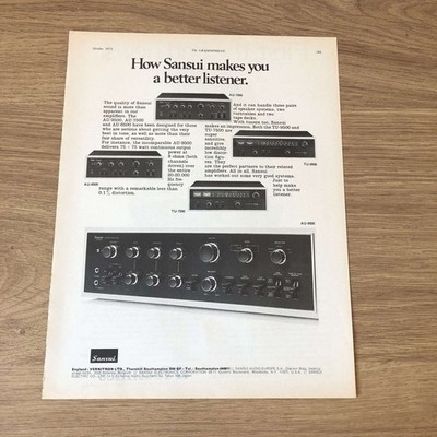 GRAM166 MAGAZINWERBUNG 11X8 SANSUI AU-9500 VERSTÄRKER
