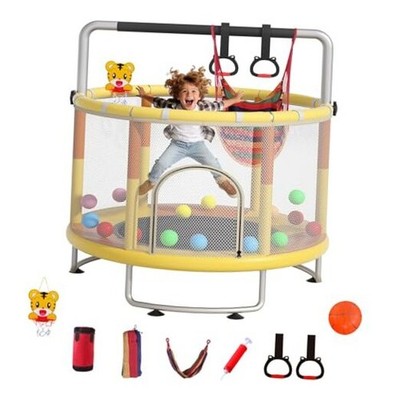 55'' Small Trampoline for Kids, Telawah Indoor Outdoor with with yellow