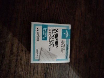Medline Sureprep Rapid Dry No-sting barrier Flim 632495 25ct