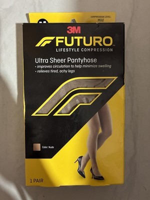 FUTURO Ultra Sheer PANTYHOSE Nude Mild Comp (8-15 mm/Hg) Size M NIB Box Damaged