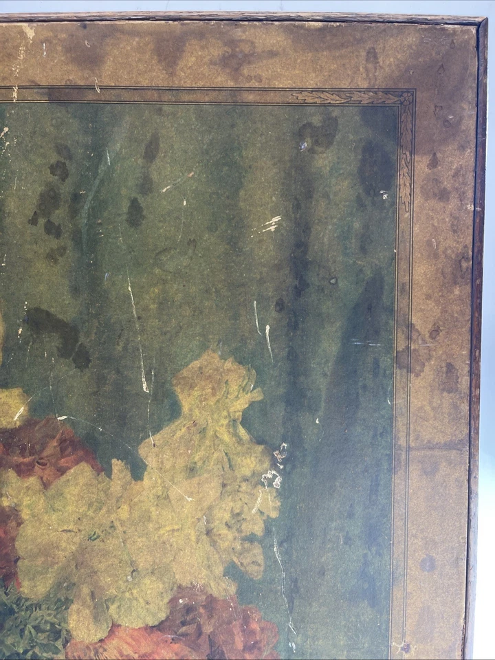 Vintage 1920s Folding Tilting Bridge/Card Game Table Painted Lithograph Topped - Image 4 of 4