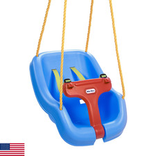 Little Tikes Snug 'n Secure Blue Swing with Adjustable Straps, 2-in-1 for Baby a