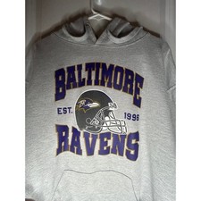 NFL Baltimore Ravens Football Graphic Grey Hoodie Sweatshirt Sz Mens Large NWOT