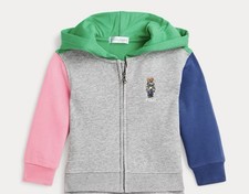 Ralph Lauren Polo Bear Color-block Zip Up Hoodie Baby Size 6 Months