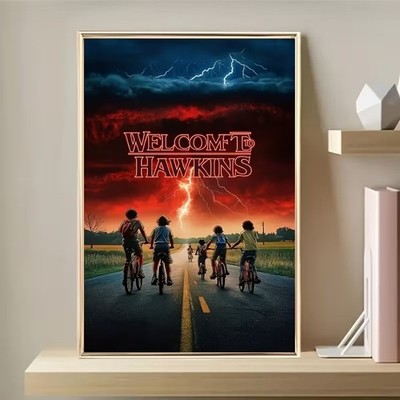 Stranger Things Welcome To Hawkins Poster, Upside Down 80s TV Show Wall Art