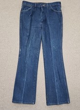 Vintage Wrangler Boot Cut Jeans Mens 38x33 Slim Fit USA 70s Stovill Blue 945DEN
