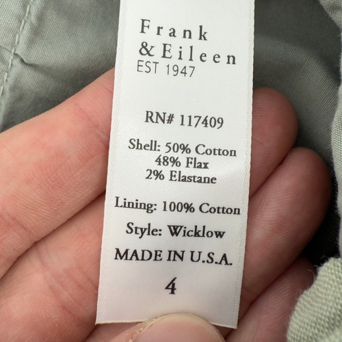 Frank & Eileen Wicklow Italian Performance Linen Crop Pant Sage Green Women 4 - Picture 9 of 10