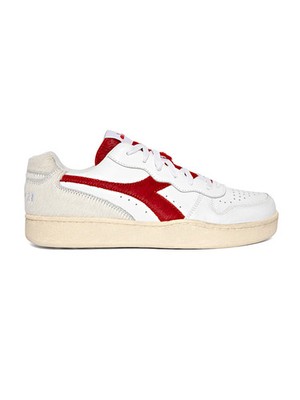 Diadora Shoes Mi Basket Low Paura Trainers Leather White Red Man