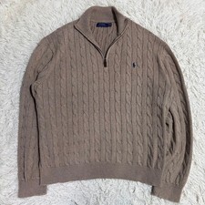 Polo Ralph Lauren Cable Knit Half Zip Sweater Brown 2 Men  s