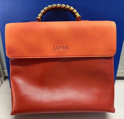 LOEWE Velazquez 2-Way Leather Shoulder Bag Orange Condition