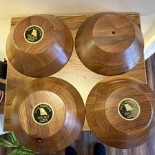 Vintage Solid American Walnut Bowls Set of 4 Mid Century Made in USA