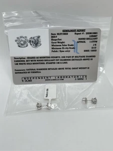 1 Carat 14K White Gold Round Shape IGI Certified LAB GROWN Diamond Stud Earrings