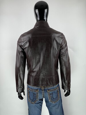 Costume National Homme CNC Brown Leather Blazer Jacket Size IT48