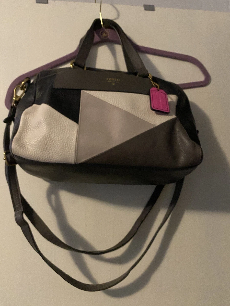Fossil Amanda Patchwork Pebble Leather Satchel Crossbody Shoulder Bag Not Used