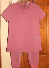 Figs Scrubs Set Women Pink Mauve Zamora Jogger Pant XXS/P  Catarina Top XXS
