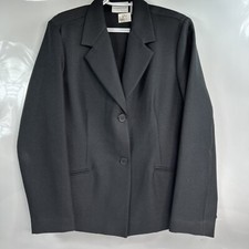 Alfred Dunner Womens Blazer Jacket Black Long Sleeve 2 Button Size 12 with Tags