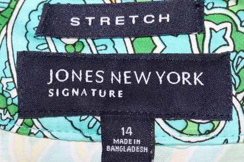 Jones Damen New York Signature Stretchblau Paisley Mantel Kleid Größe 14 ~ 37"L - Bild 5 von 8