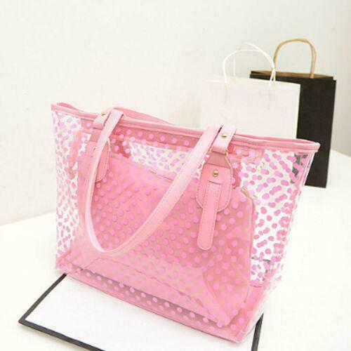 Women Transparent Handbag Shoulder Bag Clear Jelly Purse Clutch PVC Tote Bag New - Imagen 11 de 15