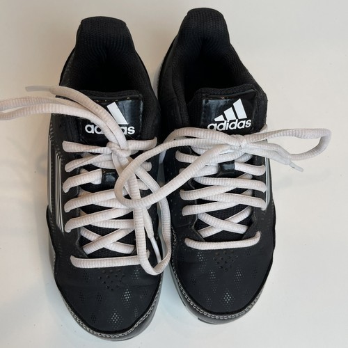 Adidas Baseball Cleats Kids Size 12K Black White Sport Athletic Lace Up Shoes - Picture 4 of 13