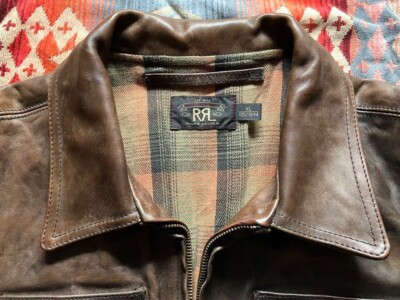 RRL Fenton Leather Jacket XL Dark Brown Italian Calfskin Rare