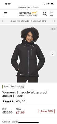 Regatta Women's Britedale Waterproof Jacket | Black Size 12