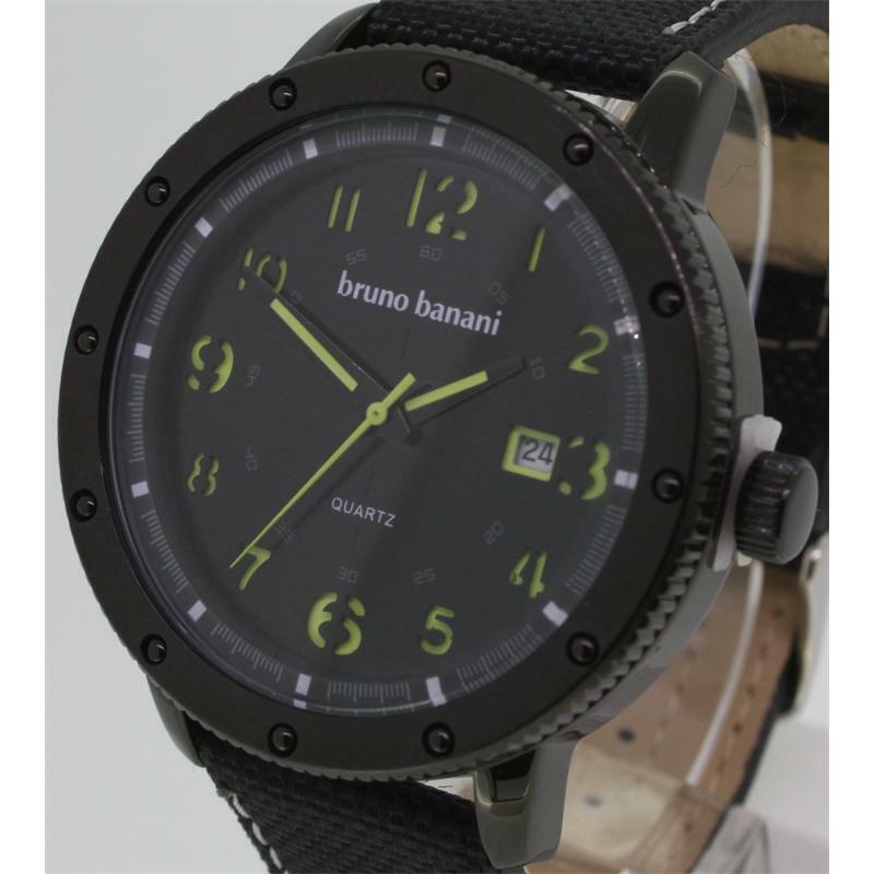 Bruno Banani Men's Wrist Watch BR30001 with Black Leather Wrist Band